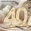 Wooden number 40 sign plaque personalized guestbook birthday party table desk decor item - 40
