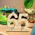 Wooden number 65 sign for birthday party table centerpiece custom guest book decor. - 65