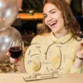 Wooden number 60 guest book sign plaque for birthday party table decor and anniversary gifts. - 60