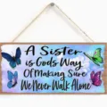 Wooden hanging plaque wall sign with butterfly pattern and inspirational quote decoration. - 20x10 / J20X10-129-10