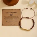 Natuursteen kralen morsecode verjaardag armband met cadeaukaart voor vrouwen en meisjes - Goud Morsecode Verjaardag 16 Armband / Met Kaart