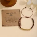 Pulsera trenzada de piedra natural y cuentas de acero inoxidable regalo de cumpleaños - Pulsera 18 de Cumpleaños con Código Morse Dorado / Con Tarjeta