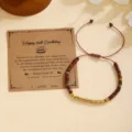 Pulsera trenzada con código Morse, piedra natural y cuentas doradas regalo de cumpleaños. - Pulsera 20 de Cumpleaños con Código Morse Dorado / Con Tarjeta