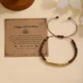 Pulsera trenzada de cumpleaños con código morse de piedra natural y acero inoxidable - Pulsera 30 de Cumpleaños con Código Morse Dorado / Con Tarjeta