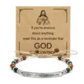 Bracelet de perles inspirant en acier inoxydable avec pierre naturelle et cordon réglable sur carte - Tube Courbé DON'T Pierre Naturelle Perlé / Argent