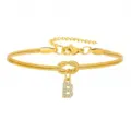 Bracciale in acciaio inossidabile dorato a maglia serpente con ciondolo lettera B in strass. - Strass Lettera B Nodo Serpente Bracciale Oro