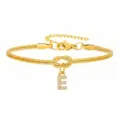 Elegante bracciale a catena serpente dorata con ciondolo lettera E in diamanti donne - Strass Lettera E Nodo Serpente Bracciale Oro