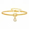 Elegante bracciale a catena serpente in acciaio dorato con ciondolo lettera G e nodo. - Strass Lettera G Nodo Serpente Bracciale Oro
