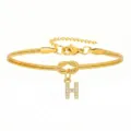 Bracciale a catena serpente dorata con ciondolo lettera H in strass e nodo per le donne - Strass Lettera H Nodo Serpente Bracciale Oro