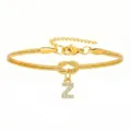 Bracciale in acciaio dorato a catena di serpente con ciondolo lettera Z e nodo speciale. - Strass Lettera Z Nodo Serpente Bracciale Oro