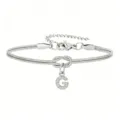 Bracciale in catena a serpente in acciaio inossidabile argentato con lettera G in strass. - Strass Lettera G Nodo Serpente Bracciale Argento