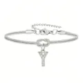 Bracciale catena serpente con ciondolo lettera Y in argento donna elegante nodo cristallo - Strass Lettera Y Nodo Serpente Bracciale Argento