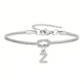 Bracciale catena serpente argento con ciondolo lettera Z in cristallo e nodo per donna - Strass Lettera Z Nodo Serpente Bracciale Argento