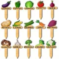 Wooden vegetable garden plant labels markers set of 15 pieces, cute cartoon vegetable signs. - 15-Piece Set