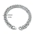 Edelstahl Kubanische Kette Armband für Herren, Punk Stil Doppelring Silber Armband Breite 8.4mm - 17cm / 8.5mm Silber