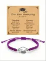 Purple 2026 Graduation Bracelet Braided Cord Featuring A Stainless Steel Cap Charm - With Card / Purple