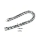 Edelstahl Herren Kubanische Gliederkette Armband Hip Hop Punk Schmuck Silberfarben - 17cm / 6.8mm Silber