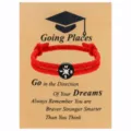 Rotes geflochtenes Armband mit Kompass Anhänger auf Motivationskarte Abschluss Geschenk für Studenten. - Weiß Kompass Handseil / Mit Abschlusskarte / Rot