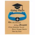 Bracciale intrecciato regalo di laurea con ciondolo bussola e carta motivazionale studenti. - Corda a Mano Bussola Bianca / Con Biglietto di Graduazione / Blu navy