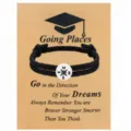 Abschluss Kompass schwarzes geflochtenes Armband mit Motivationskarte Geschenk Damen - Schwarzes Kompass-Handseil / Mit Abschlusskarte / Schwarz