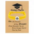 Schönes gelbes geflochtenes Milanseil Armband mit Kompass Anhänger auf Grußkarte. - Schwarzes Kompass-Handseil / Mit Abschlusskarte / Gelb