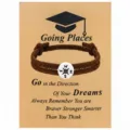 Abschluss geflochtenes Armband mit Kompass Anhänger und Motivationskarte Geschenk für Studenten - Schwarzes Kompass-Handseil / Mit Abschlusskarte / Dunkelbraun