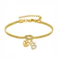 Bracciale catena serpente oro con ciondolo cuore e lettera B diamante gioielli donna dettaglio. - Cuore Strass Lettera B Oro