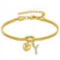Bracciale a catena serpente oro con nodo d'amore, cuore e ciondolo lettera Y con strass. - Cuore Strass Y Oro