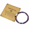 Pulsera de cuentas de amatista natural con tarjeta de cumpleaños 20 para regalo de mujer. - Pulsera de Cuentas de Amatista Número de Cumpleaños 20 / Con Tarjeta