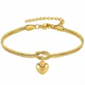 Bracciale a catena serpente dorata con nodo d amore e ciondolo a cuore per gioielli donna. - Argento Senza Lettera