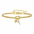 Bracciale a catena serpente dorato con ciondolo a cuore e lettera T in cristallo donna - Cuore Strass T Oro