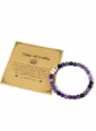 Pulsera de cuentas de amatista natural con abalorios de número 18 y tarjeta de regalo. - Pulsera de Cuentas de Amatista Número de Cumpleaños 18 / Con Tarjeta