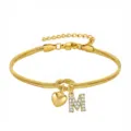 Bracciale maglia serpente oro con ciondolo cuore e lettera M zirconi per donna variante. - Cuore Strass M Oro
