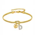Bracciale catena serpente oro con cuore e ciondolo lettera D in strass moda donna - Cuore Strass D Oro