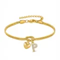 Bracciale catena serpente oro con ciondolo cuore e lettera P in strass da donna elegante - Cuore Strass P Oro