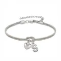 Bracciale a catena di serpente argento con ciondolo a cuore e lettera S, gioiello da donna. - Cuore Strass S Argento