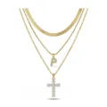 Collier superposé doré avec pendentif lettre P et croix en cristal pour les femmes. - Lettre P