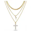 Collier multicouche doré avec pendentif croix et lettre Y, bijou élégant en acier inoxydable. - Lettre Y