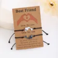 Conjunto de pulseras de pareja yin yang pez cordón negro en bonita tarjeta kraft. - Pez Tai Chi Negro Cordón Encerado Tarjeta Paquete