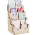 4-Tier Houten Kaart Display Standje Bureau Groeten Kaarthouder Multifunctionele - Natuurlijke houtkleur