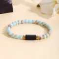 Chic gemstone beaded bracelet with metal spacers and central black stone for women daily wear. - 6mm / Shoushan Stone Tourmaline Bracelet