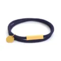 Bracciale in corda Milan in acciaio inossidabile con barra dorata e ciondolo rotondo elegante. - Perimetro 40cm / Corda Blu Scuro Accessorio Oro (ZR20250715B4)