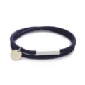 Primo piano dettagliato della barra magnetica in acciaio inossidabile e ciondolo. - Perimetro 40cm / Corda Blu Notte Accessorio Argento (ZR20250715B4)