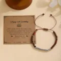 Pulsera trenzada de piedra natural cuentas de acero código Morse regalo cumpleaños. - Pulsera 16 de Cumpleaños con Código Morse Plateado / Con Tarjeta