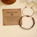 Vista detallada del pulsera de piedra natural y cuentas de acero con tarjeta de cumpleaños. - Pulsera 20 de Cumpleaños con Código Morse Plateado / Con Tarjeta