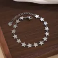 Bracciale catena stella in acciaio inossidabile da donna, gioielli moda argento con estensione. - Solo Bracciale (Senza Collana/Orecchini) / Oro 18K / Argento