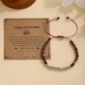 Pulsera trenzada de piedra natural y cuentas de acero inoxidable gran regalo de cumpleaños mujer - Pulsera 30 de Cumpleaños con Código Morse Plateado / Con Tarjeta