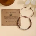 Pulsera trenzada de piedra natural Código Morse con cuentas de acero para regalo de cumpleaños - Pulsera 35 de Cumpleaños con Código Morse Plateado / Con Tarjeta