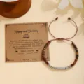 Pulsera trenzada de cumpleaños con código Morse de piedra natural y acero para mujer regalo - Pulsera 40 de Cumpleaños con Código Morse Plateado / Con Tarjeta