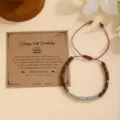 Pulsera trenzada de cumpleaños código morse cuentas de acero inoxidable piedra natural - Pulsera 50 de Cumpleaños con Código Morse Plateado / Con Tarjeta